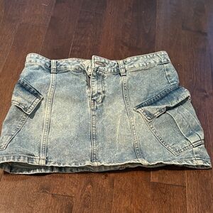 Denim Mini Skirt with Pockets